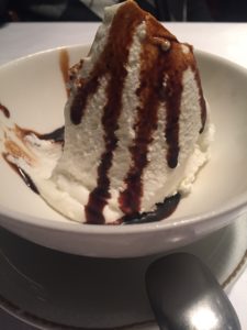 Fiori di latte gelato with balsamic for dessert at Amerigo.